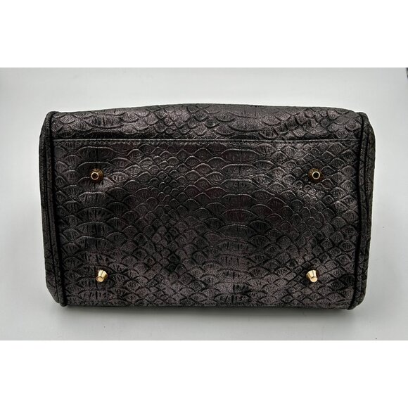 Deux Lux Satchel Tote Women Gray Faux Leather Croc Embossed Metallic Chain Strap - Picture 11 of 12